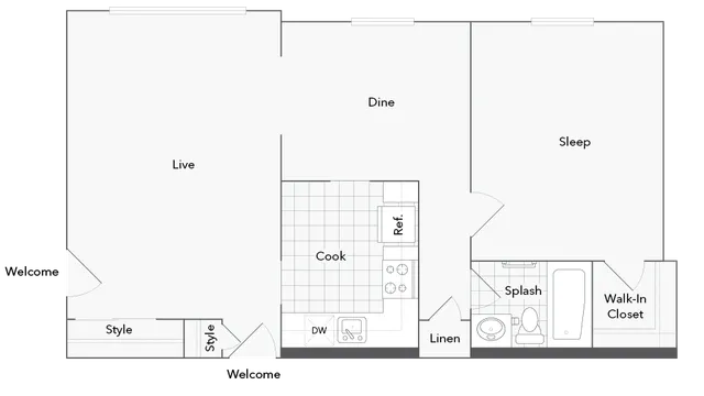 Adams 1-Bedroom Floorplan
