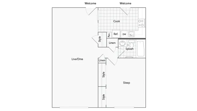 Apex 1-Bedroom Floorplan