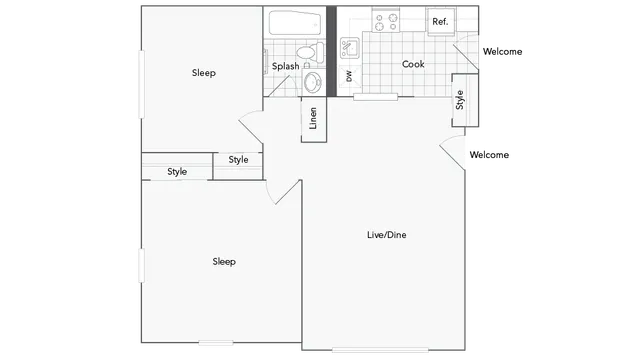 Bedford 2-Bedroom Floorplan