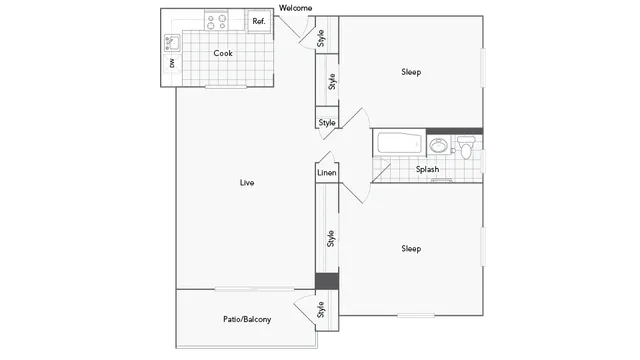 Buffalo 2-Bedroom Floorplan