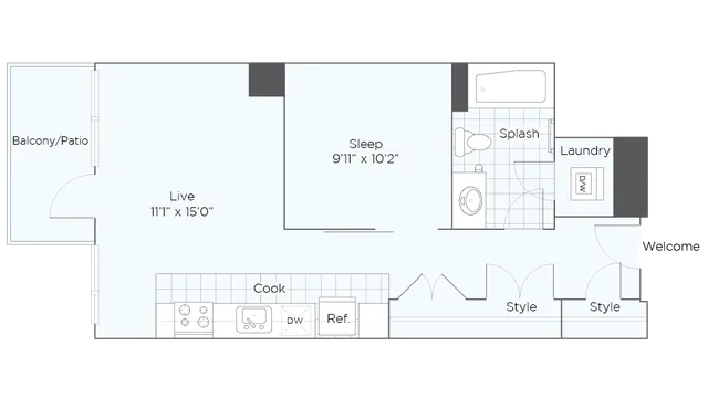 Nordhaus Plan A1T 1-Bedroom