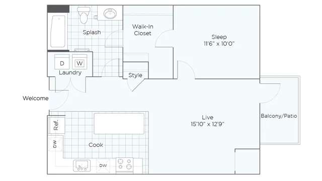 Nordhaus Plan A2 1-Bedroom