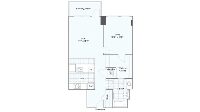 Nordhaus Plan A3T 1-Bedroom