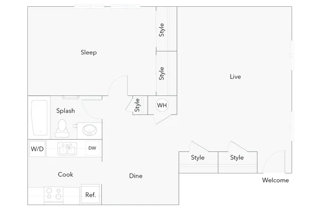 Amherst | 1-Bedroom Floorplan