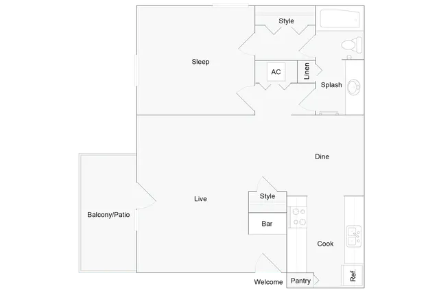 Amherst | 1-Bedroom Floorplan