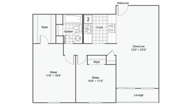 B1 | 2-Bedroom Floorplan