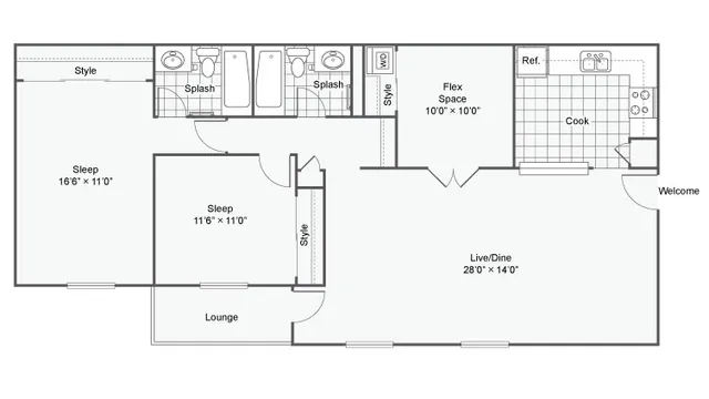 B6 | 2-Bedroom Floorplan