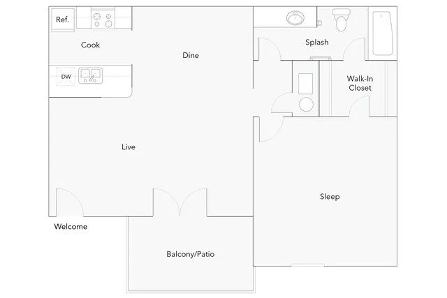 Arlington | 1-Bedroom Floorplan