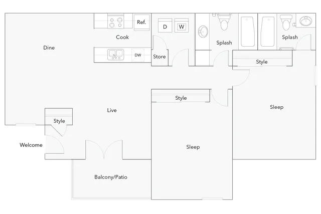 Canton | 2-Bedroom Floorplan