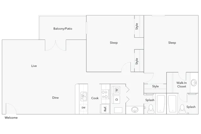 Cary | 2-Bedroom Floorplan