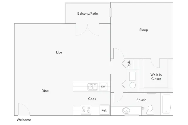 Aiken | 1-Bedroom Floorplan