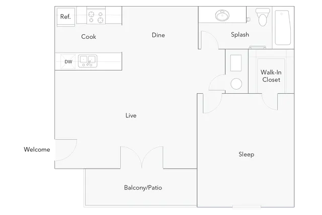 Amherst | 1-Bedroom Floorplan