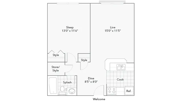 Walden | 1-Bedroom Floorplan