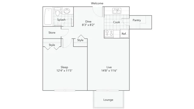Kellogg | 1-Bedroom Floorplan