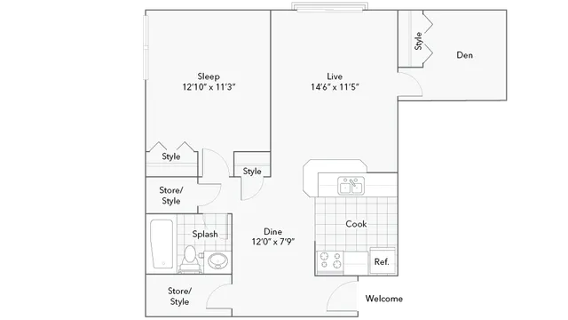Reed | 1-Bedroom Floorplan