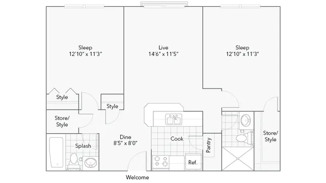 Grand | 2-Bedroom Floorplan