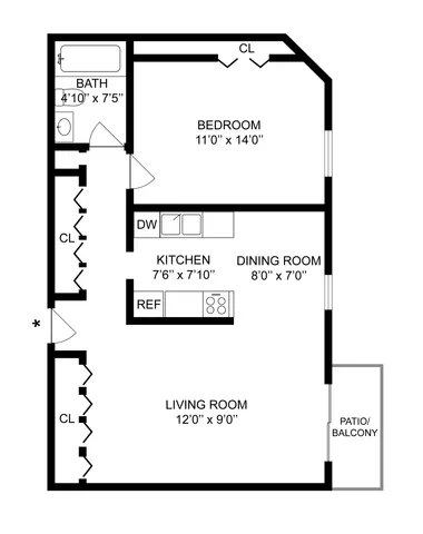 A2 | 1-Bedroom Floorplan