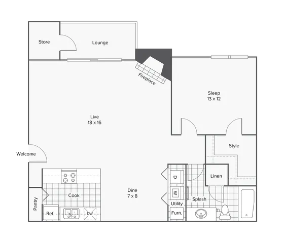 A1 | 1-Bedroom Floorplan