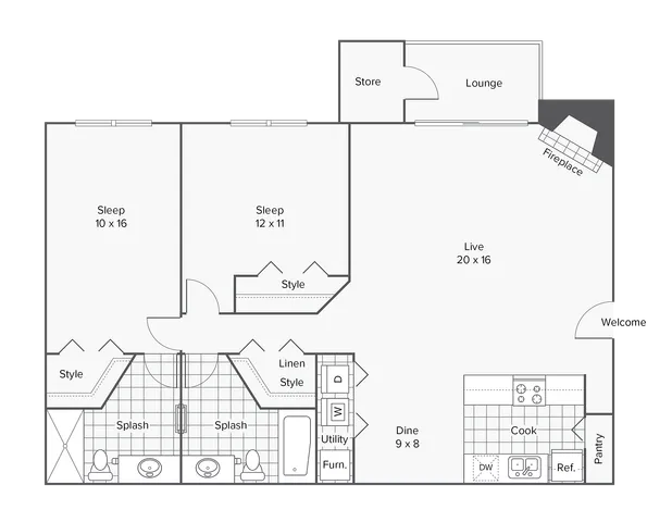 B1 | 2-Bedroom Floorplan
