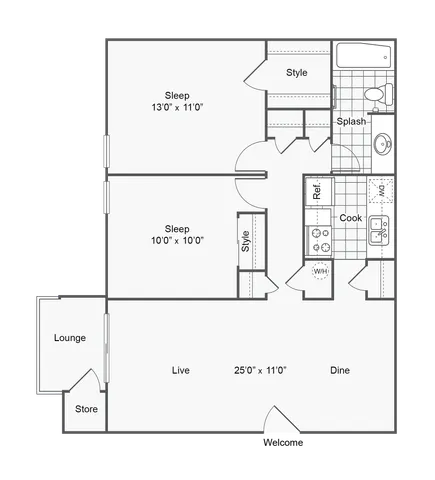 B1 | 2-Bedroom Floorplan