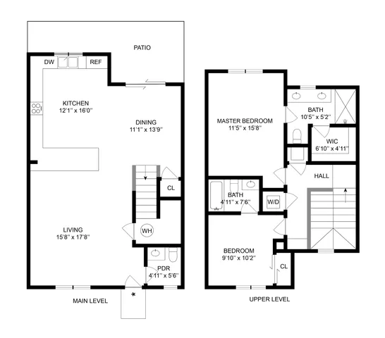 2 BR x 2.5 BA Townhome with Washer/Dryer - B