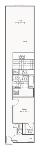 Atlas 2 | 1-Bedroom Floorplan