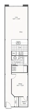 Scout | 1-Bedroom Floorplan