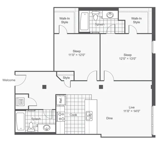 Thor | 2-Bedroom Floorplan