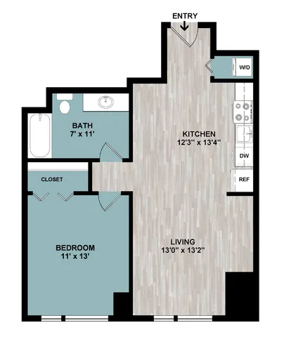 A1 | 1-Bedroom Floorplan