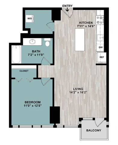 A5 | 1-Bedroom Floorplan