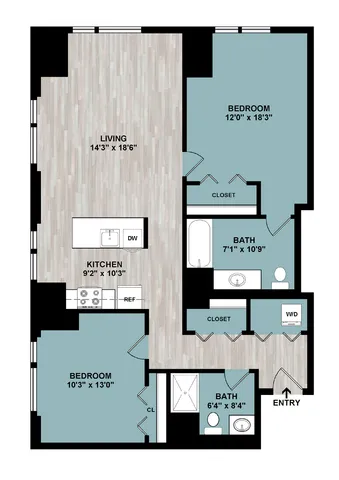 C2 | 2-Bedroom Floorplan