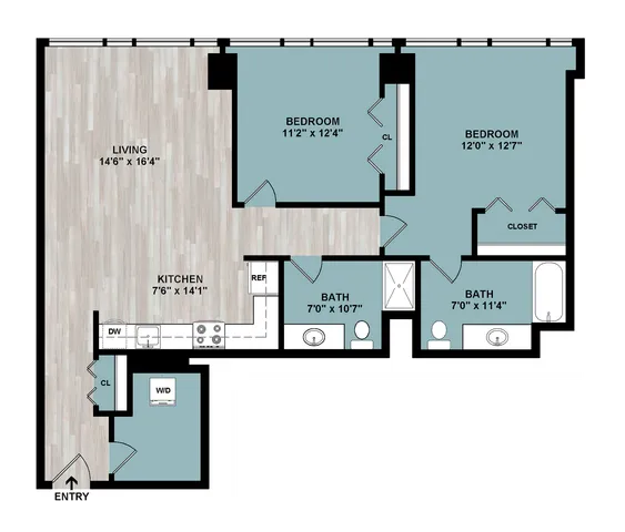 C6 | 2-Bedroom Floorplan