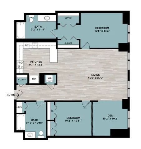 D3 | 2-Bedroom Floorplan