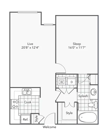 Harriet | 1-Bedroom Floorplan