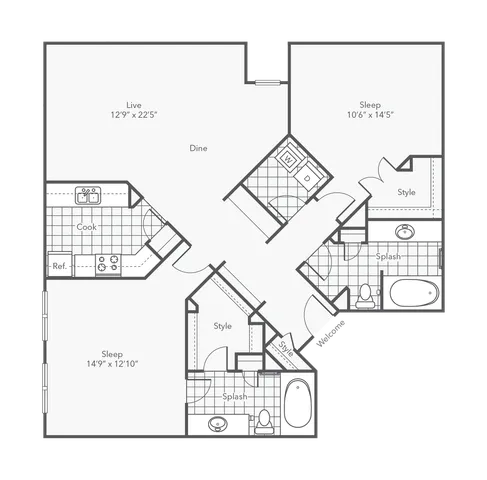 Vermillion | 2-Bedroom Floorplan