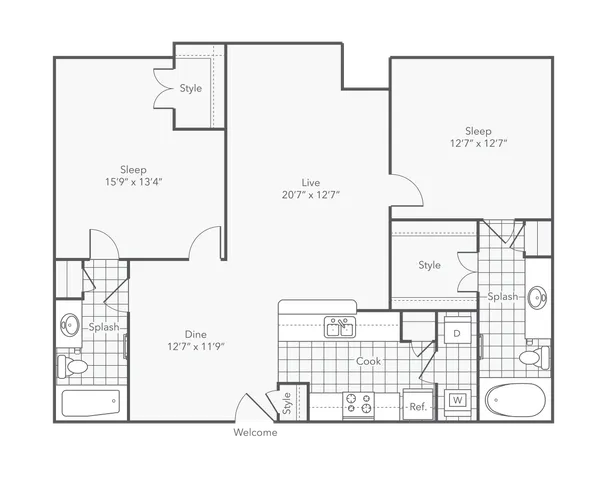 Staring | 2-Bedroom Floorplan