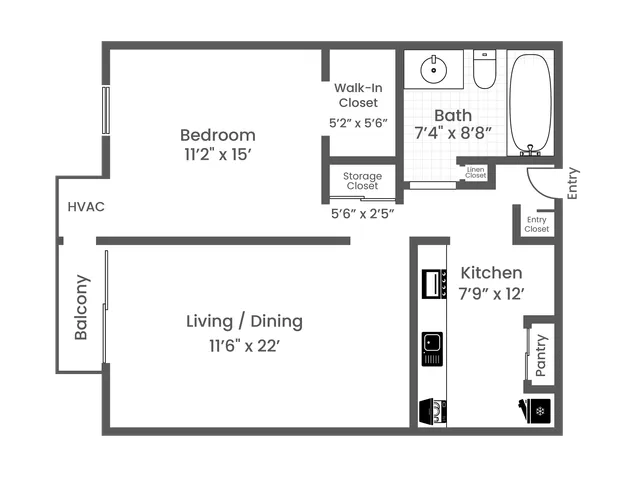 1 Bed 1 Bath