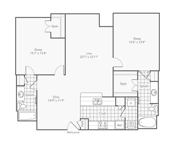 Staring XL | 2-Bedroom Floorplan