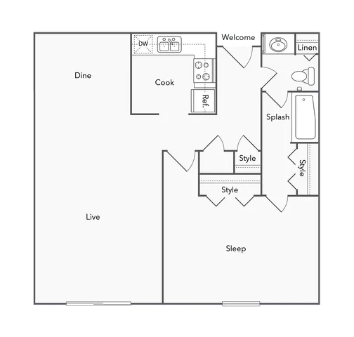 1 Bed 1 Bath