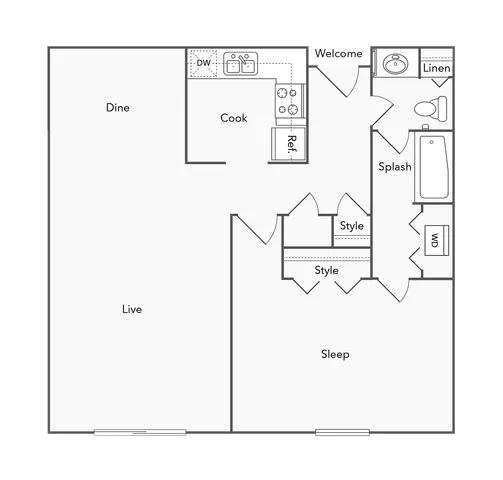 1 Bed 1 Bath with Washer Dryer