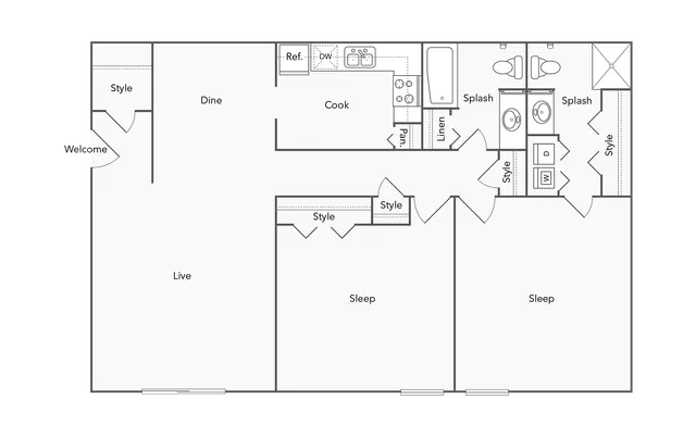 2 Bed 2 Bath with Washer Dryer