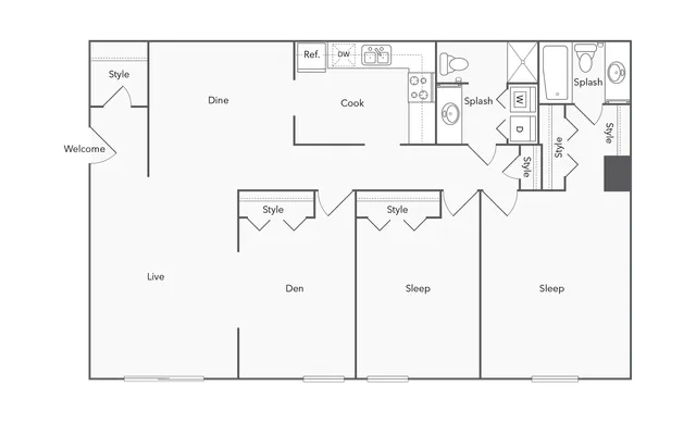 2 Bed 2 Bath with Washer Dryer & Den