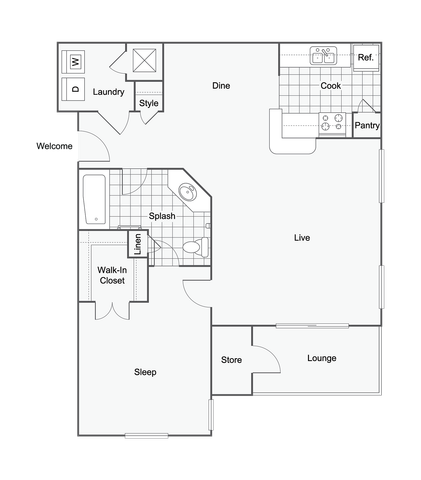 Alexandria | 1-Bedroom Floorplan