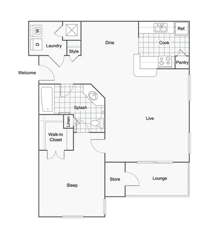 Alexandria Lura | 1-Bedroom Floorplan