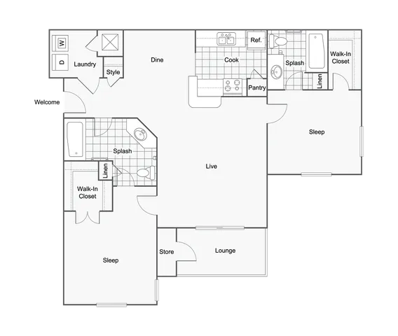 Burlington Lura | 2-Bedroom Floorplan