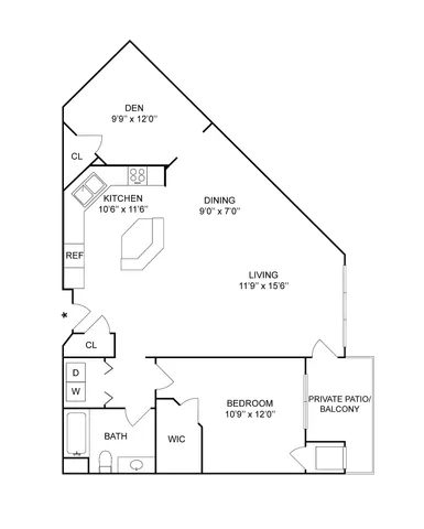 1x1f | 1-Bedroom Floorplan
