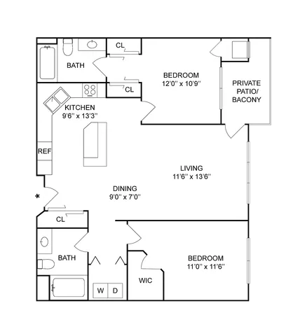 2x2c | 2-Bedroom Floorplan