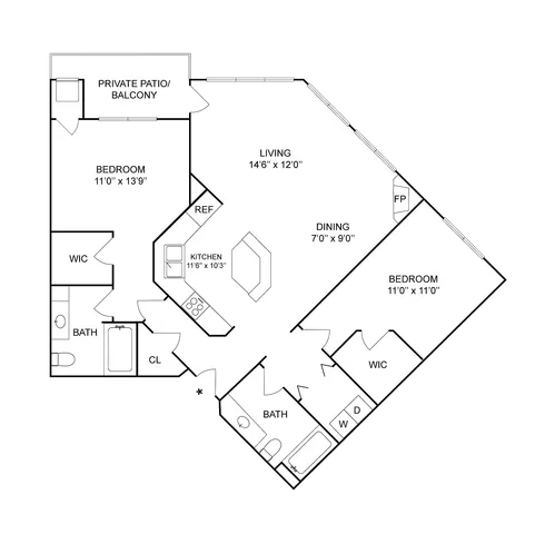 2x2e | 2-Bedroom Floorplan