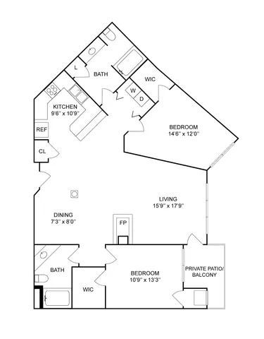 2x2f | 2-Bedroom Floorplan