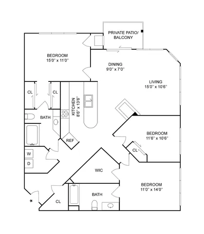 3x2c | 3-Bedroom Floorplan
